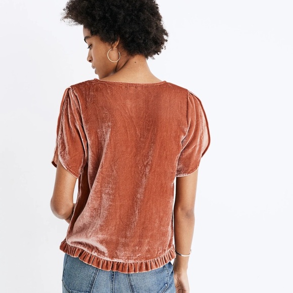 Madewell Pink Ruffled Short Sleeve Blouse size XXS - Picture 2 of 9